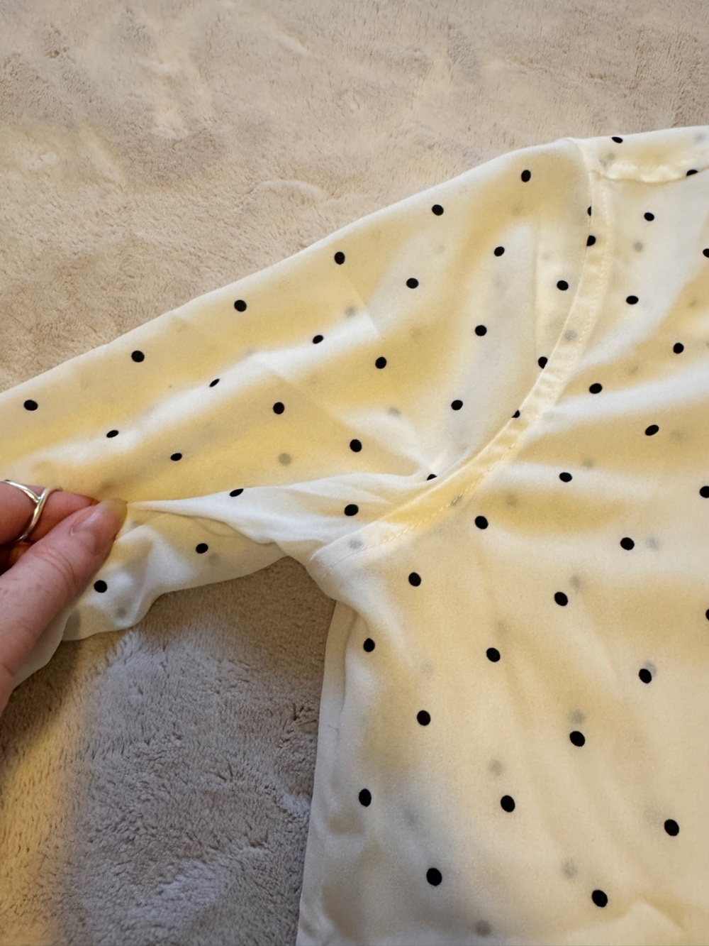 Banana Republic Semi-Sheer White Polka Dot Button Up Top, XXS - Picture 7 of 10